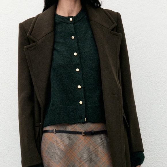 Mango Forest Green Cardigan with Gold Buttons KNITTED BUTTON CARDIGAN - Picture 5 of 5